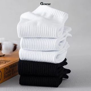 Combo 10 đôi tất cổ thấp nam nữ trơn GOMTAT, chất liệu cotton êm chân, hút ẩm thoáng khí khử mùi - GOM-KLB-TRONNGAN-CB10
