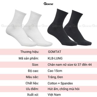 Combo 5 đôi tất cổ trung nam nữ GOMTAT chất liệu cotton cao cấp, thiết kế mặt lưới thoáng khí - GOM-KLB-TRONLUNG-CB5