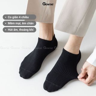 Combo 5 đôi vớ cổ thấp nam nữ trơn GOMTAT, chất liệu cotton nhẹ mềm hút ẩm thử mùi thoáng khí  - GOM-KLB-TRONNGAN-CB5