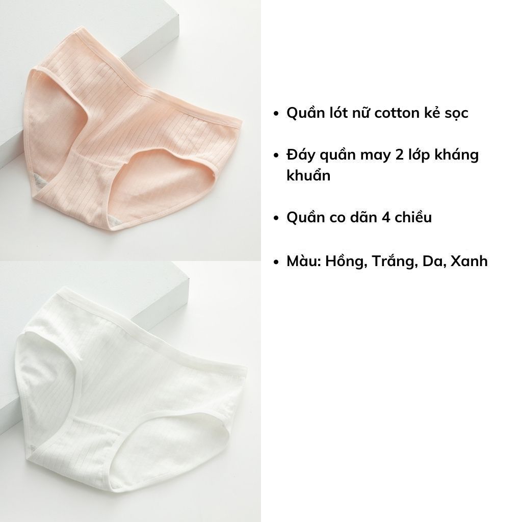 Quần lót nữ cotton gân tăm thấm hút mồ hôi, Quần chip nữ cạp vừa tôn dáng sexy LANIXA L562