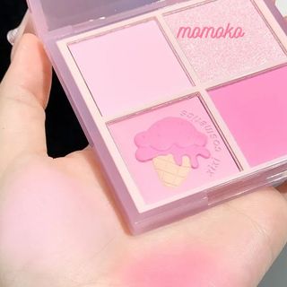 Phấn má hồng xixi 4 Ô Nhũ highlight Bắt Sáng Mắt Má Kèm Highlight Bắt Sáng Má Hồng XIXI Kem Cool Tone momoko cosmetic