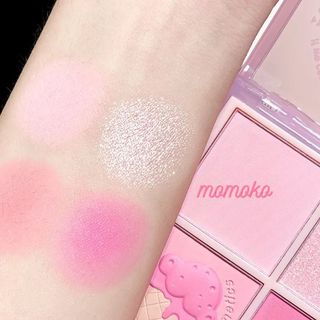 Phấn má hồng xixi 4 Ô Nhũ highlight Bắt Sáng Mắt Má Kèm Highlight Bắt Sáng Má Hồng XIXI Kem Cool Tone momoko cosmetic