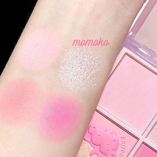 Phấn má hồng xixi 4 Ô Nhũ highlight Bắt Sáng Mắt Má Kèm Highlight Bắt Sáng Má Hồng XIXI Kem Cool Tone momoko cosmetic