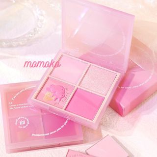 Phấn má hồng xixi 4 Ô Nhũ highlight Bắt Sáng Mắt Má Kèm Highlight Bắt Sáng Má Hồng XIXI Kem Cool Tone momoko cosmetic
