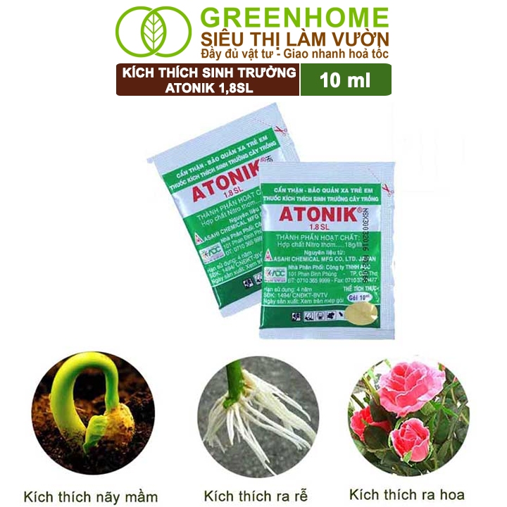 Ảnh Phân bón lá Atonik Greenhome, gói 10ml, thúc đẩy sinh trưởng cây trồng chuyên phong lan, hoa hồng 3