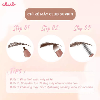 Chì Kẻ Mày Màu Nâu Tự Nhiên 3 In 1 Club Suppin Nhật Bản (01 cây/hộp)