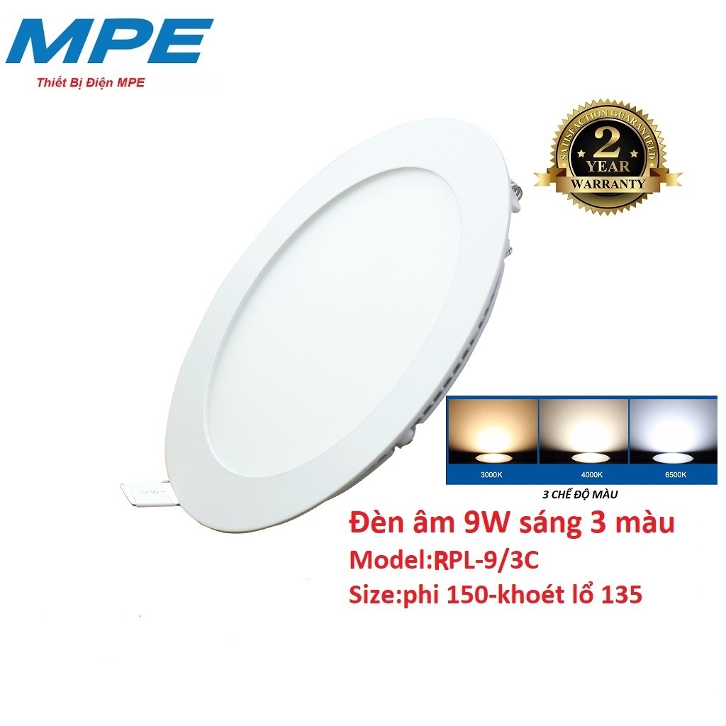 Đèn led âm trần 9w 3 màu MPE mã sp RPL-9/3C | Shopee Việt Nam
