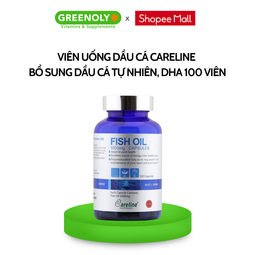Ảnh Viên Uống Dầu Cá CareLine Bổ Sung Dầu Cá Tự Nhiên, DHA, Cải Thiện Trí Nhớ, Sáng Mắt Fish Oil 1000mg 100 Viên 2
