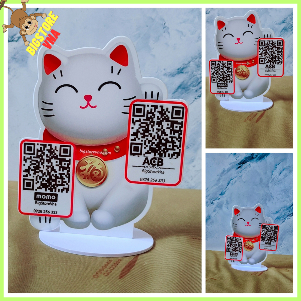 [Hoả Tốc HCM] 2Mã Qr Code- MÈO THẦN TÀI -Để bàn đẹp | Shopee Việt Nam