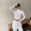 Áo Croptop Giữ Nhiệt Cổ Lọ Dài Tay RANSHI Dáng Basic 2 Màu Đen Và Trắng Dễ Phối Đồ Phong Cách Cá Tính - RA203