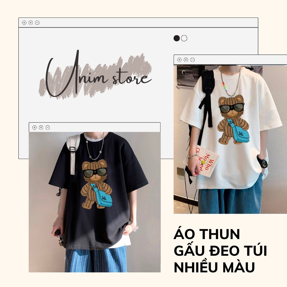 [VẢI 250 GSM] Áo Thun Gấu Đeo túi NY 2024 Form Unisex Nhiều Màu Vải Cotton 250 GSM Cao Cấp - AP201