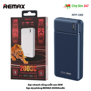 Sạc dự phòng REMAX 20000mAh sạc nhanh công suất cao 20W RPP-288 - dành cho điện thoại, máy tính bảng