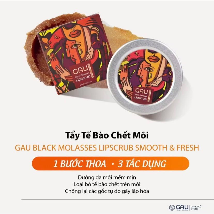 Tẩy Tế Bào Chết Môi - GAU Black Molasses Lipscrub Smooth & Fresh Chiết Xuất Mật Mía 30ml
