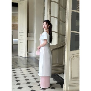 [Somee studio] Áo dài Nhi - Áo dài tafta trễ vai phối nơ