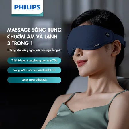 Máy Massage Mắt PHILIPS 3101E-massage sóng rung,chườm ấm và lạnh 3 trong 1,vùng mắt thoải mái với thiết kế 3D