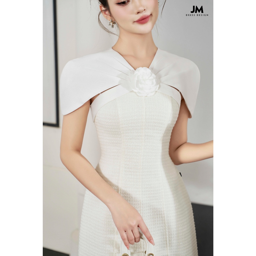 Đầm Tweed thiết kế JM Dress Design dáng A tay phối xếp ly chất liệu cao ...