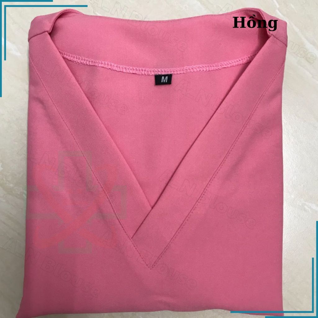 Bộ Scrubs Cotton Hàn - HỒNG - đồng phục kỹ thuật viên cho nữ phục vụ bệnh viện, phòng khám, spa, thẩm mỹ viện
