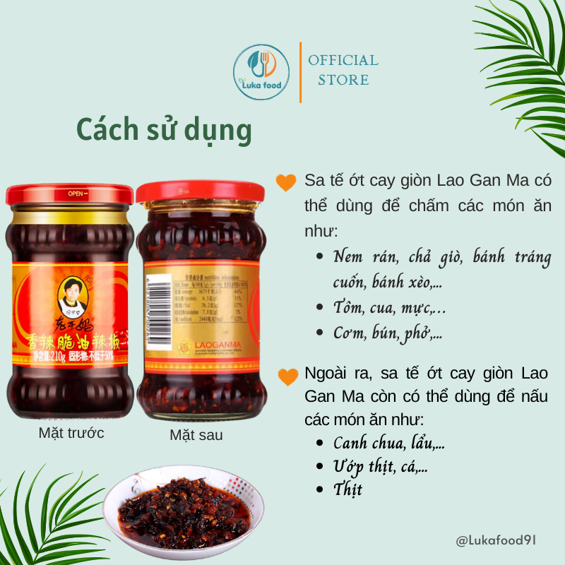 Sa Tế Ớt Cay Giòn Laoganma 210g - Ớt Chưng Dầu Trung Hoa Hảo Hạng Thơm Ngon Đậm Đà Luka Food