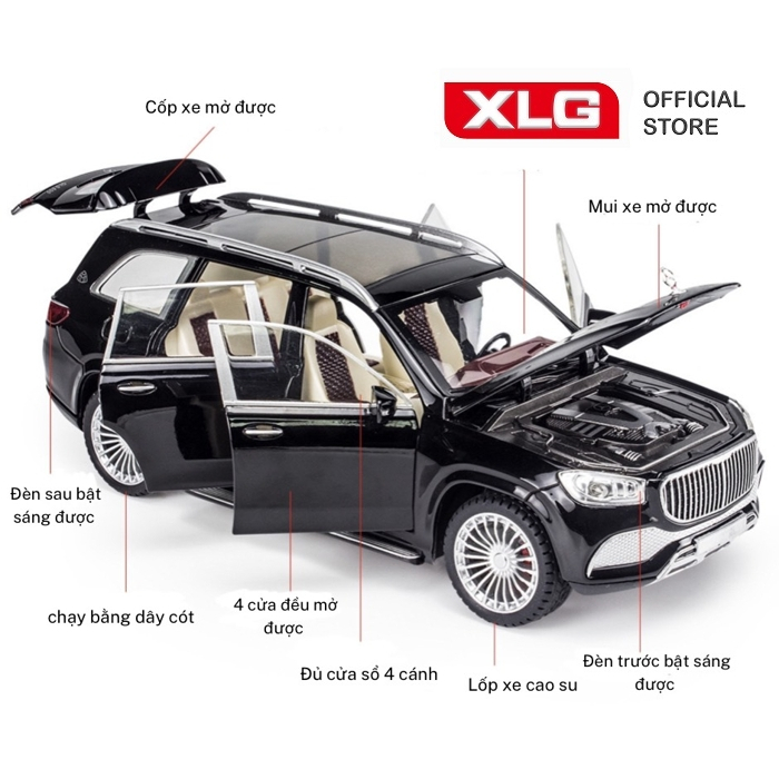Ảnh Mô hình xe Mercedes Maybach GLS 600 1:24 cao cấp XLG dài 22 cm 3