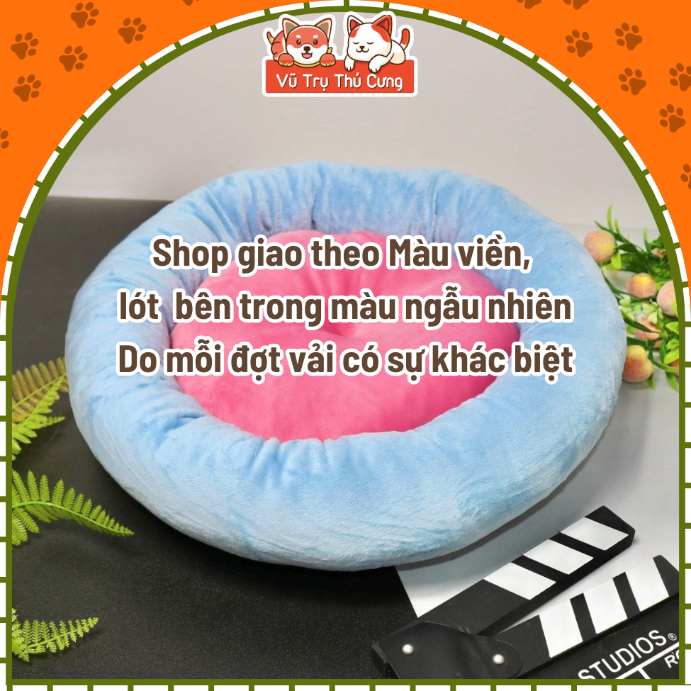 Nệm Nhung Tròn Cho Chó Mèo Đường Kính 40cm