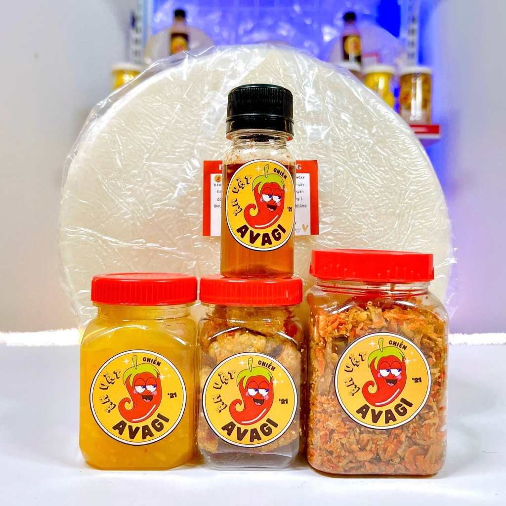 (TÓP MỠ) MUỐI BÉO AVAGI COMBO BÁNH TRÁNG (Bánh tráng+Muối béo+Tóp mỡ+Ruốc Hành Phi+Sốt tắc)