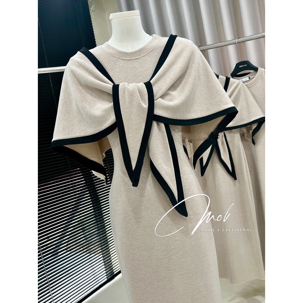 Váy len body kèm khăn dáng dài, váy len chất lông thỏ thiết kế sang chảnh gemy_official