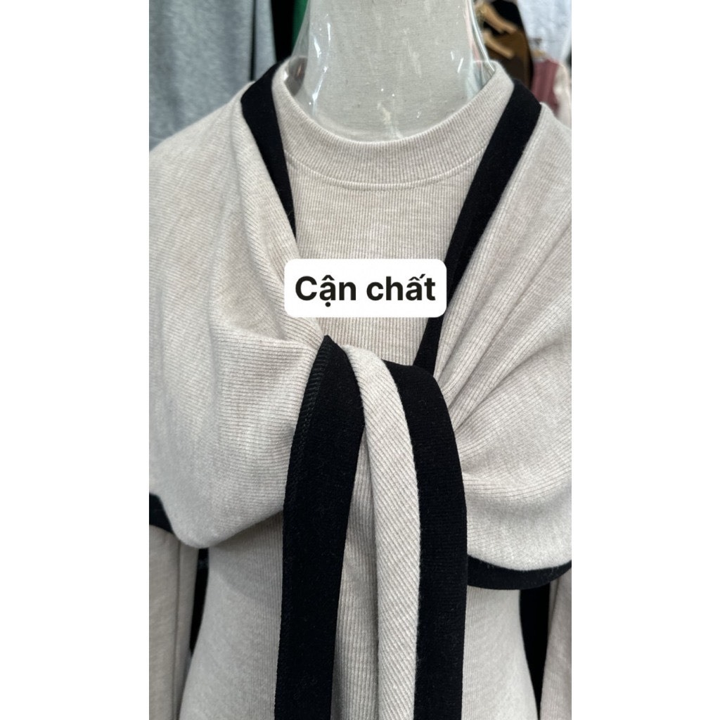 Váy len body kèm khăn dáng dài, váy len chất lông thỏ thiết kế sang chảnh gemy_official