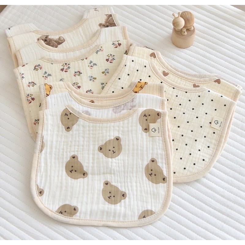 Yếm Chữ U Xô Muslin, Xô Hàn Cao Cấp Siêu Mềm Mại Cho Bé