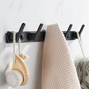 Móc treo quần áo Thanh nhựa ABS cứng cáp có 5 cái móc Giá treo khăn Kệ nhà tắm dán tường Giá treo quan ao kệ treo tường