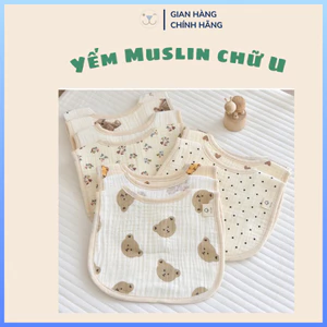Yếm Chữ U Xô Muslin, Xô Hàn Cao Cấp Siêu Mềm Mại Cho Bé