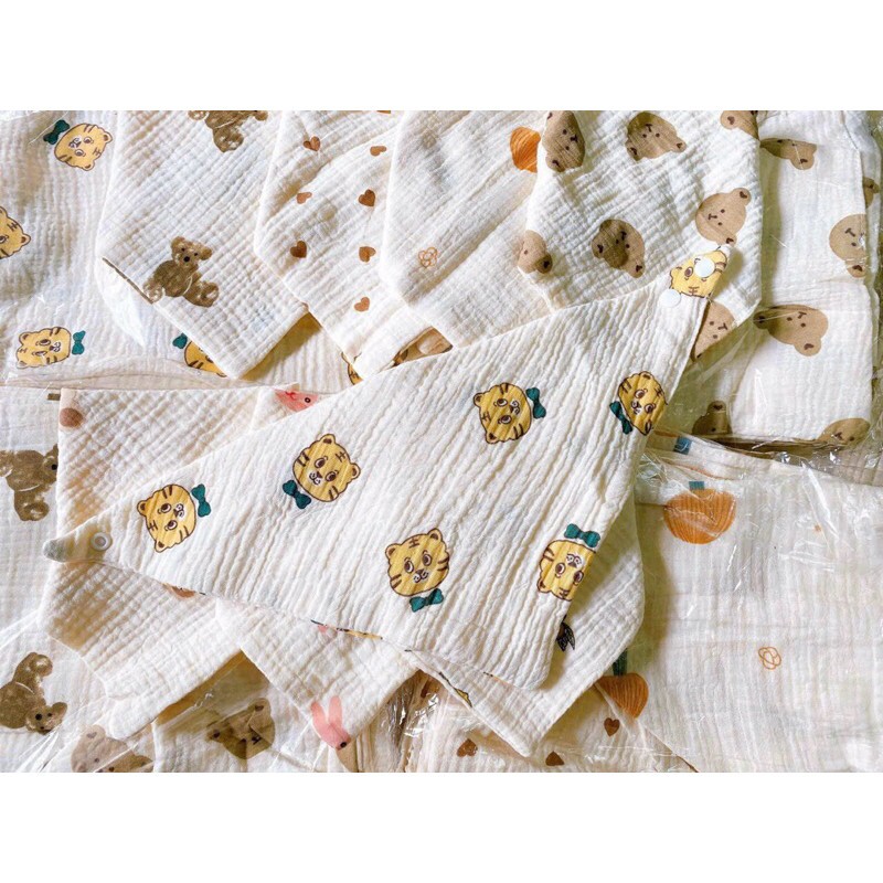 [SET 5C] Khăn Yếm Xô Tam Giác Organic Muslin Cao Cấp Cho Bé Sơ Sinh, Bé Trai, Bé Gái