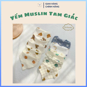 Khăn Yếm Xô Tam Giác Organic Muslin Cao Cấp Cho Bé Sơ Sinh, Bé Trai, Bé Gái