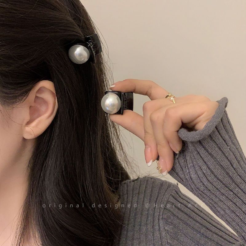 Kẹp tóc càng cua mini gắn ngọc trai nhân tạo phong cách tiểu thư, công chúa KM23