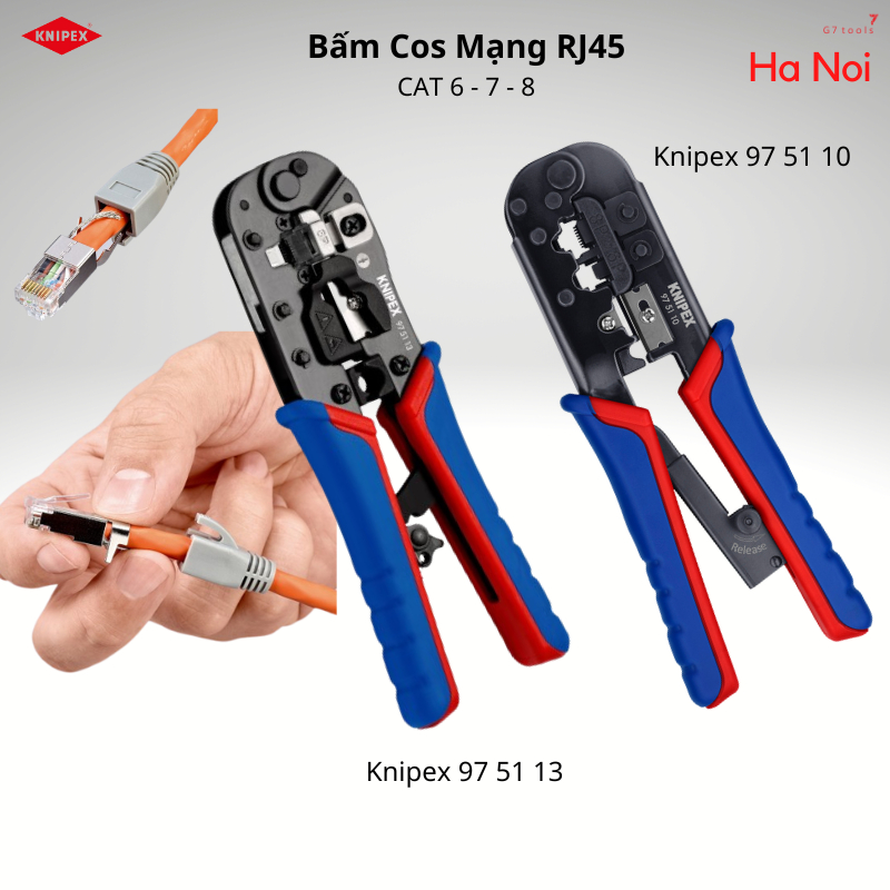 Kìm Bấm Cos Mạng RJ 45 CAT 6 7 8 Knipex 97 51 13 Bản Cải Tiến 2022 ...