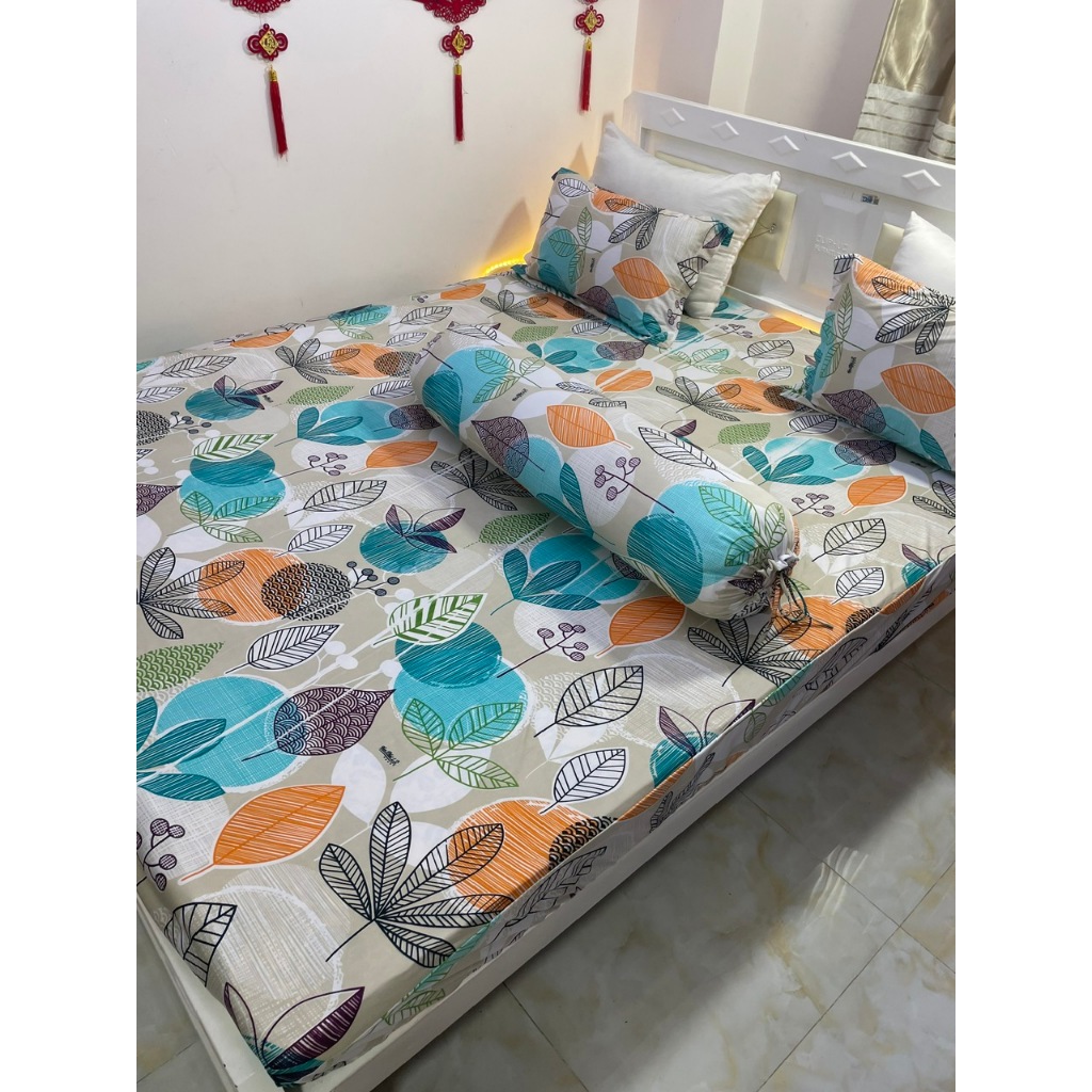 BỘ GA THUN LẠNH HOA LÁ ĐỦ MÀU ĐỦ SIZE thun mát lạnh, dễ giặt nhanh khô, không xù lông hoàng hà bedding