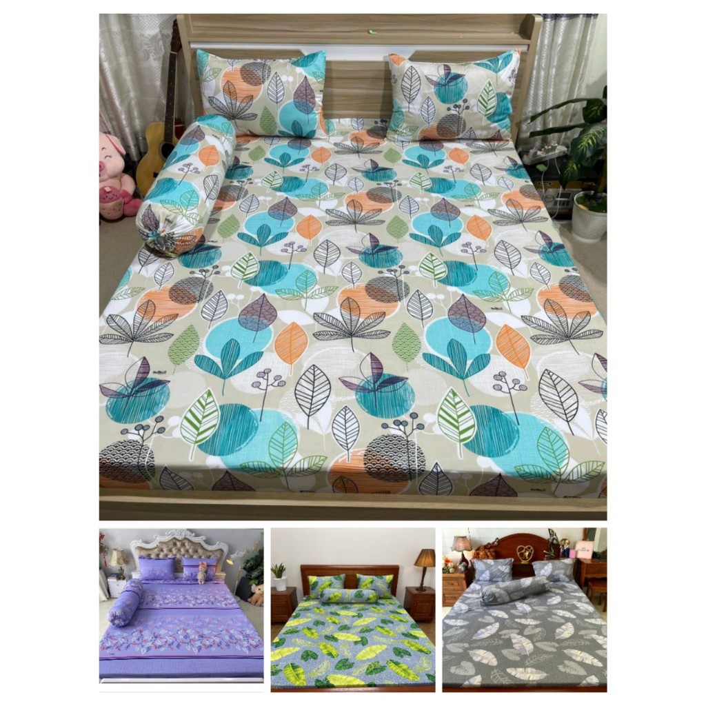 BỘ GA THUN LẠNH HOA LÁ ĐỦ MÀU ĐỦ SIZE thun mát lạnh, dễ giặt nhanh khô, không xù lông hoàng hà bedding