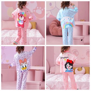 [12KG - 48KG ] Đồ Bộ Bé Gái Pijama Chất Vải Lụa Cao Cấp Tay Dài Quần Dài