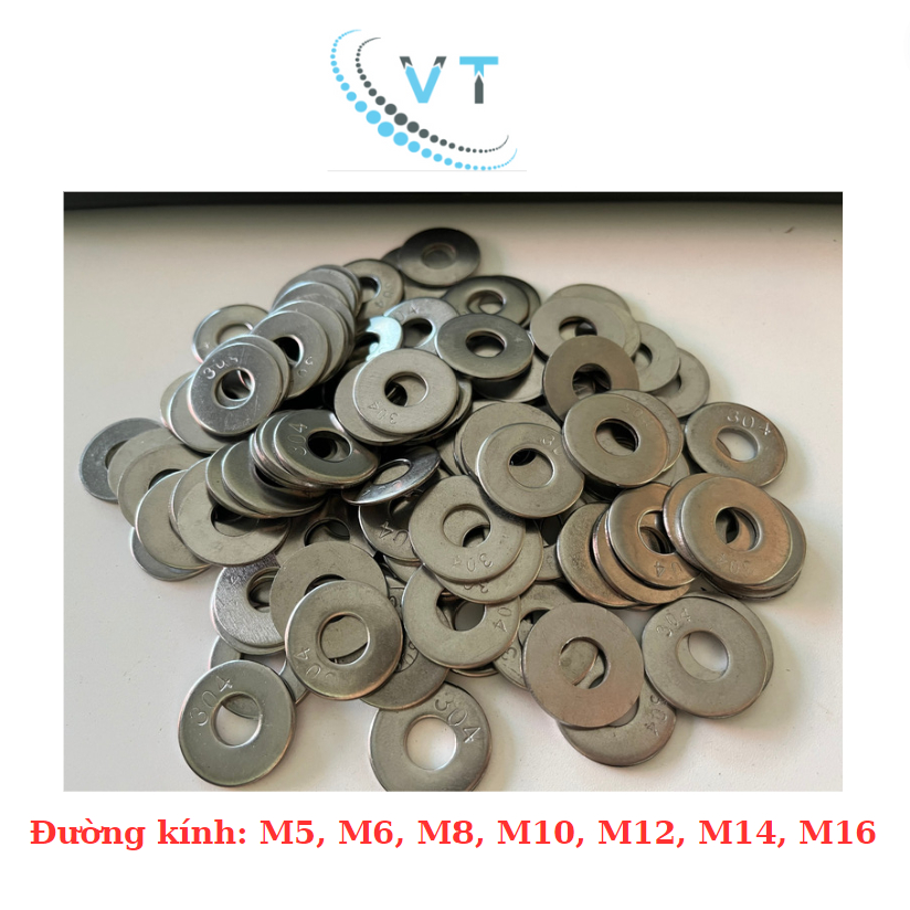 [Túi 10 Cái] Long Đền Tròn INOX 304 - Vòng Đệm Phẳng M4 M5 M6 M8 M10 M12 M14 M16 - Thép Không Gỉ Sáng Bóng, Chống Ăn Mòn