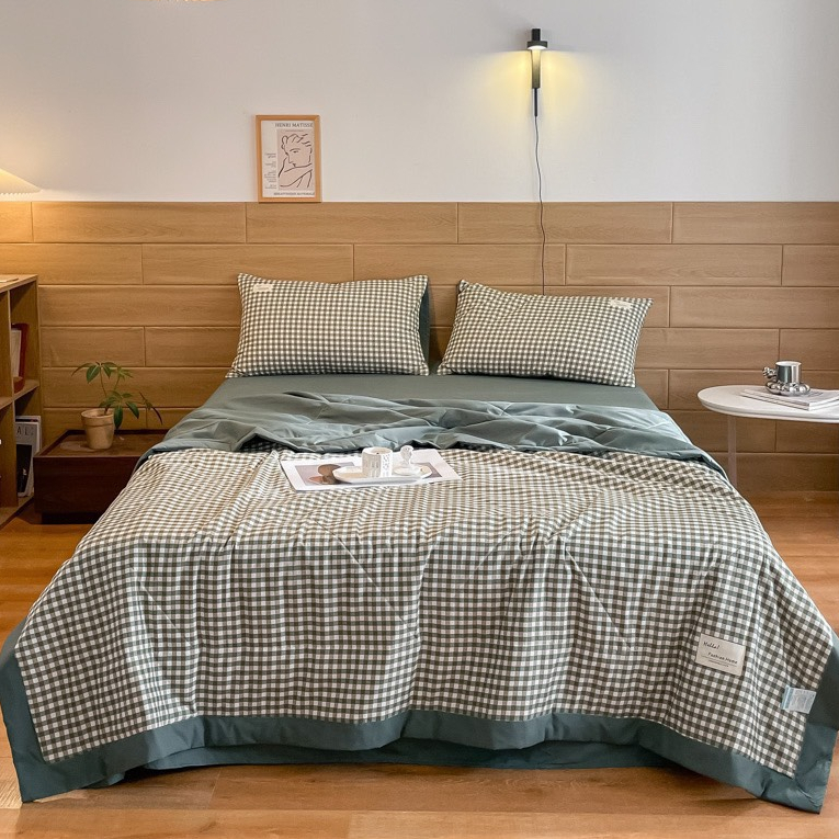 Bộ chăn ga gối cotton Tici chăn chần decor phòng ngủ phong cách Hàn Quốc