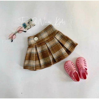 CV4- Chân váy xếp ly caro bé gái gắn nút có lót trong - Size 8-40Kg