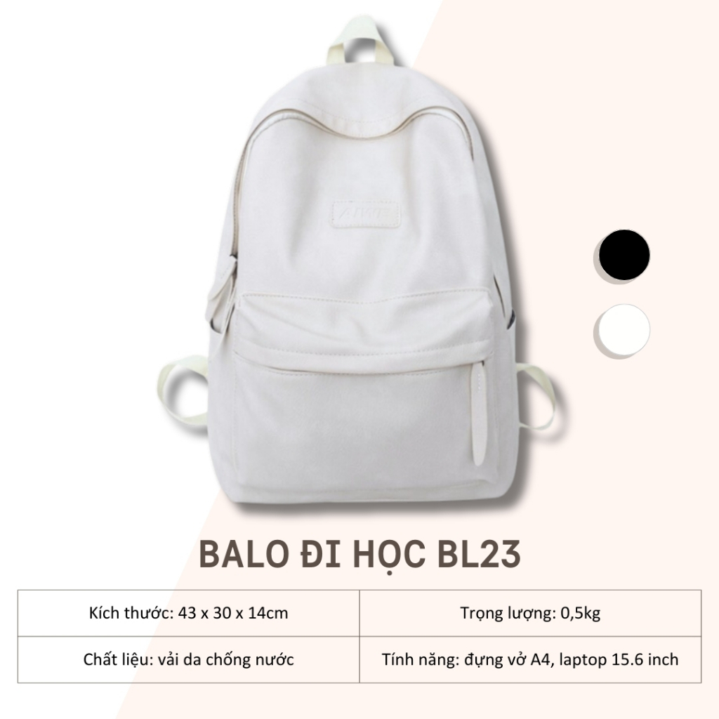 Balo đi học da pu trơn nam nữ GENBAG cặp sách da chống nước đi chơi có ngăn bí mật thời trang BL23