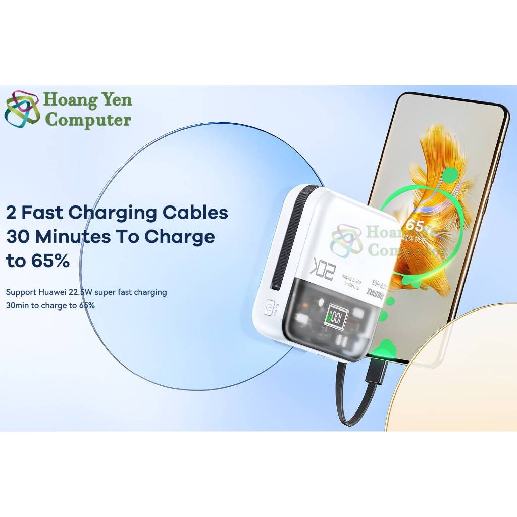 [Có CCC] Sạc Dự Phòng Mini Remax RPP-603 20000Mah (Sạc Nhanh QC3.0, VOOC 2.0, PD20W), Tích Hợp Cáp Sạc - BH 1 Năm