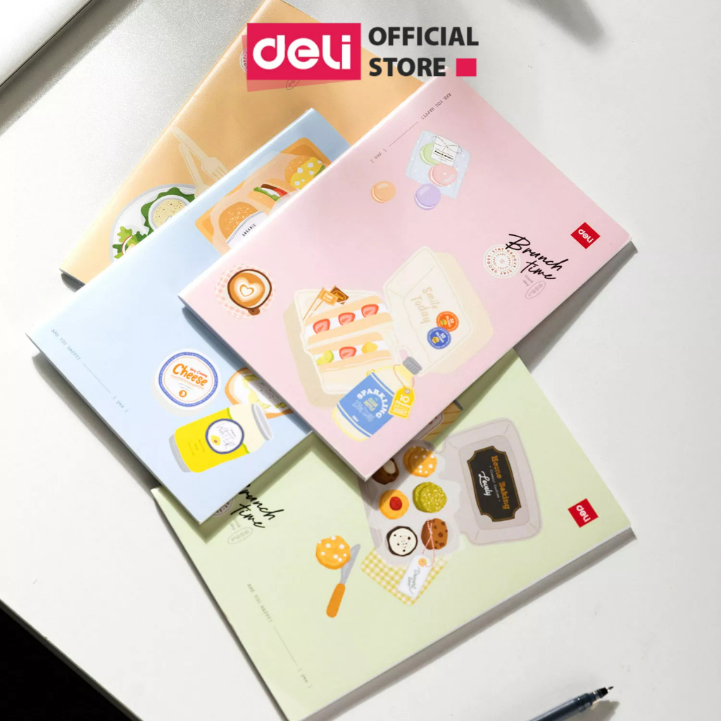 Sổ Vở Học Sinh A5 B5 Kẻ Ngang Deli - Vở Khâu Gáy 120/80 Trang, 70gsm Giấy Chống Lóa Hình Cute Sổ Tay Ghi Chú Học Sinh