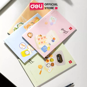 Sổ Vở Học Sinh A5 B5 Kẻ Ngang Deli - Vở Khâu Gáy 120/80 Trang, 70gsm Giấy Chống Lóa Hình Cute Sổ Tay Ghi Chú Học Sinh