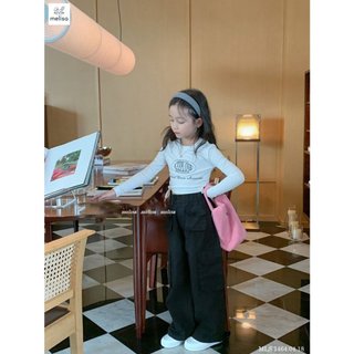 Quần dài cho bé gái. Quần kaki túi hộp màu đen cho bé gái đi học, đi chơi 12-45kg Melisa
