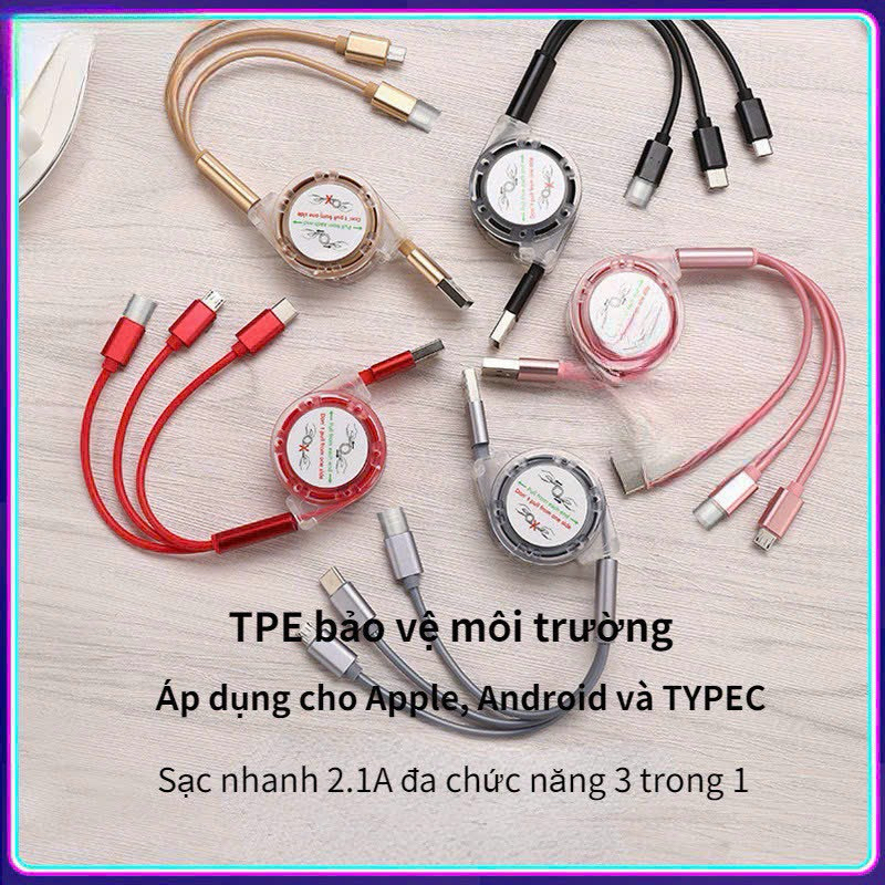 CÁP RÚT 3 ĐẦU SẠC NHIỀU DÒNG | Shopee Việt Nam