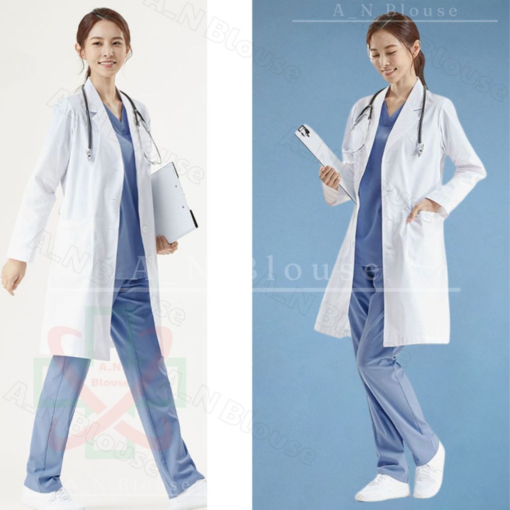 Áo bác sĩ, Áo choàng vải KAKI dài gần đầu gối phục vụ cho bệnh viện, các phòng thí nghiệm, spa, thẩm mĩ viện