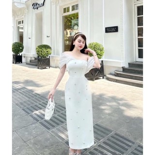 Đầm dạ hội body tafta phối tơ cao cấp kèm ảnh thật khách mặc- TẶNG HOA TAI THỜI TRANG