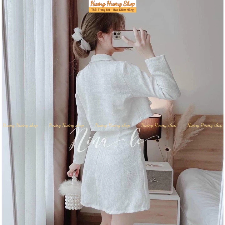 Set Váy Dạ Tweed Nữ 2 Dây Kèm Áo Khoác Thiết Kế Dự Tiệc, Set Đầm 2 Dây Phối Áo Khoác Croptop Tiểu Thư Sang Chảnh