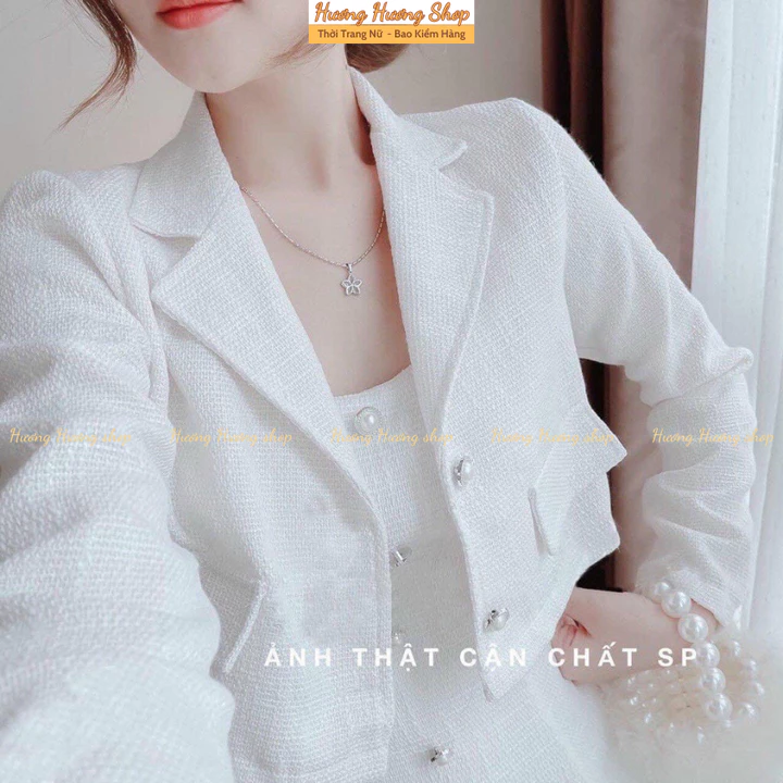 Set Váy Dạ Tweed Nữ 2 Dây Kèm Áo Khoác Thiết Kế Dự Tiệc, Set Đầm 2 Dây Phối Áo Khoác Croptop Tiểu Thư Sang Chảnh